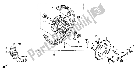 Todas las partes para Rueda Trasera de Honda XR 70R 1998