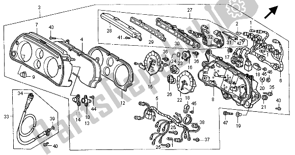 All parts for the Meter (kmh) of the Honda ST 1100A 2000