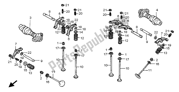 Todas las partes para árbol De Levas Y Válvula de Honda VT 750C2 1999