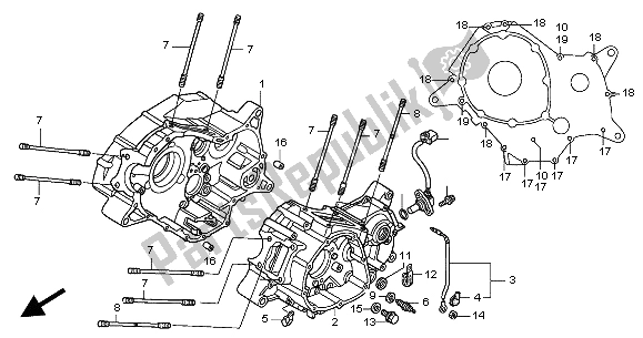 All parts for the Crankcase of the Honda XL 125V 2004