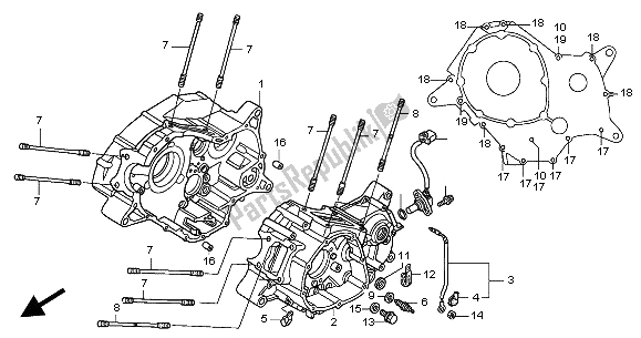 All parts for the Crankcase of the Honda XL 125V 2004