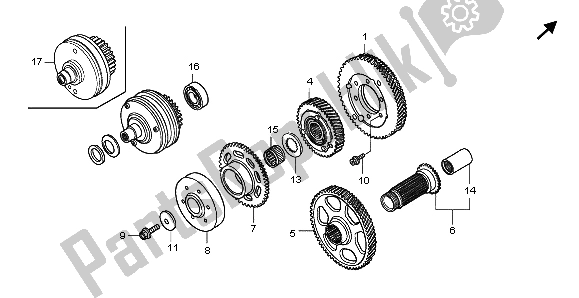 All parts for the Primary Drive Gear of the Honda GL 1800 Airbag 2007