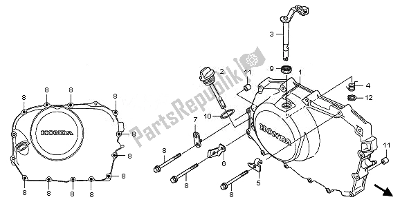 All parts for the Right Crankcase Cover of the Honda VT 750S 2011