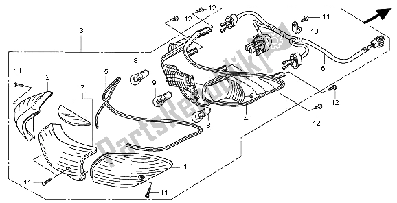 All parts for the Rear Combination Light of the Honda PES 150R 2009