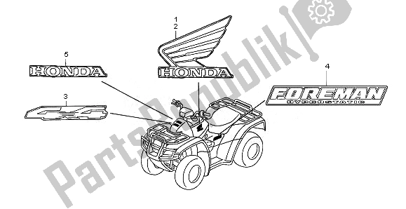 Alle onderdelen voor de Mark van de Honda TRX 500 FA Fourtrax Foreman Rubicon 2008