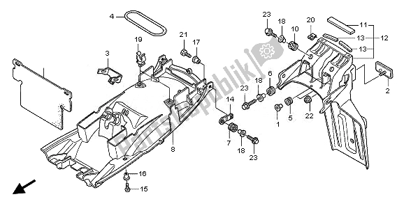 All parts for the Rear Fender of the Honda CBF 1000 SA 2008