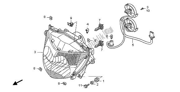 All parts for the Headlight (uk) of the Honda NT 700 VA 2007