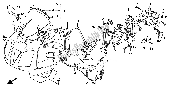 Alle onderdelen voor de Bovenste Kap van de Honda VTR 1000 SP 2002