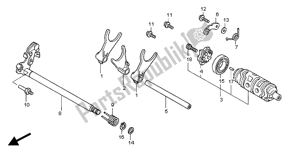 All parts for the Gearshift Drum of the Honda VTR 1000 SP 2000