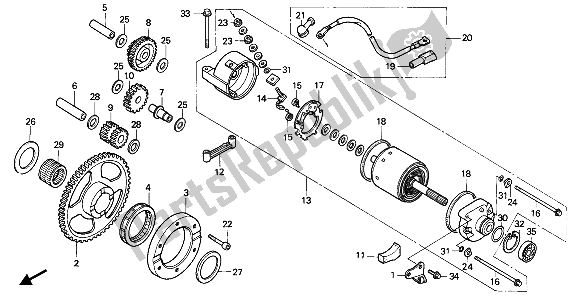All parts for the Starting Motor of the Honda NX 650 1990