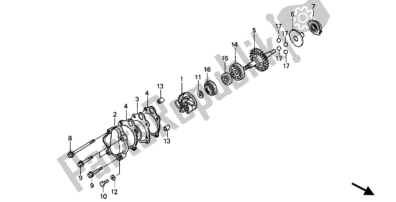 Todas las partes para Bomba De Agua de Honda CR 250R 1991