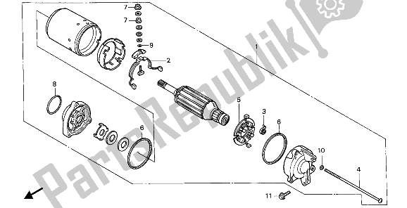 All parts for the Starting Motor of the Honda VFR 750F 1987