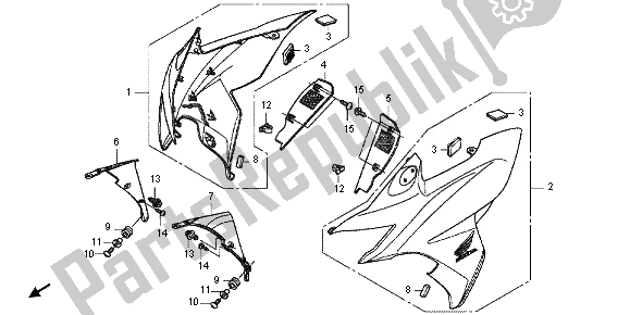 All parts for the Front Cowl of the Honda CBF 1000 FA 2012