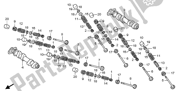 Tutte le parti per il Albero A Camme E Valvola (anteriore) del Honda VFR 800 2007