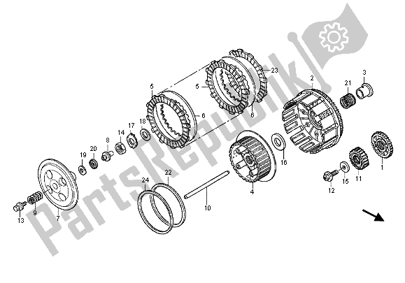 All parts for the Clutch of the Honda CRF 450R 2012