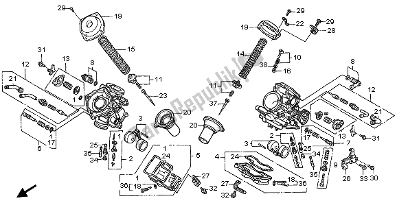 Todas las partes para Carburador (componentes) de Honda NT 650V 2003