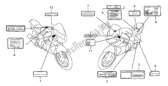 Alle onderdelen voor de Waarschuwingsetiket van de Honda CBR 125 RS 2006