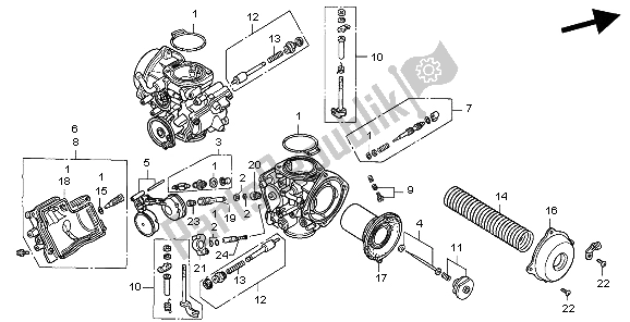 Alle onderdelen voor de Carburateur (onderdelen) van de Honda GL 1500 SE 1998