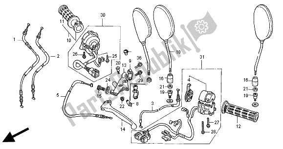 Alle onderdelen voor de Schakelaar & Kabel van de Honda CB 500 2000