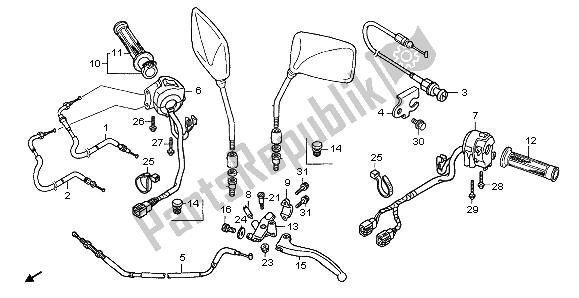 All parts for the Handle Lever & Switch & Cable of the Honda CBF 600S 2007