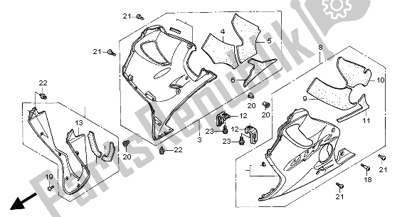 Tutte le parti per il Cappuccio Inferiore del Honda CBR 600 FR 2002