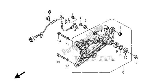 All parts for the Swingarm of the Honda SH 125D 2013