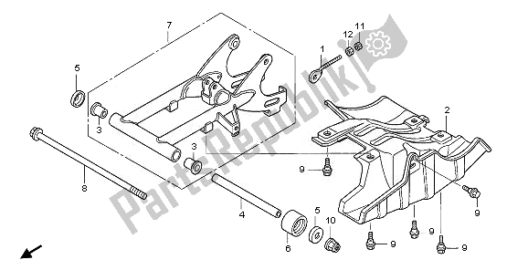 Alle onderdelen voor de Achterbrug van de Honda TRX 90X 2011