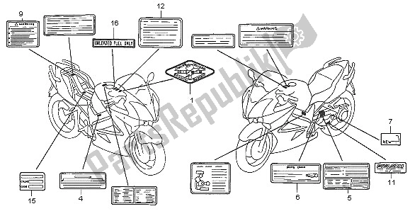 All parts for the Caution Label of the Honda VFR 800 2005