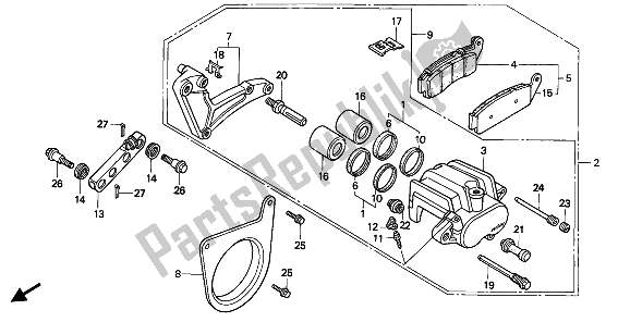 All parts for the Rear Brake Caliper of the Honda VFR 750F 1994