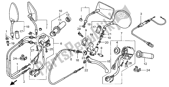 Toutes les pièces pour le Interrupteur Et Câble du Honda VT 750C2 1999