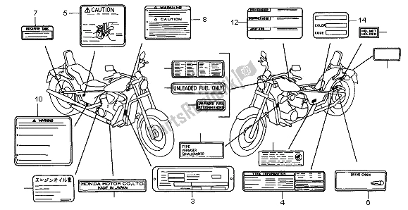All parts for the Caution Label of the Honda VT 600C 1995