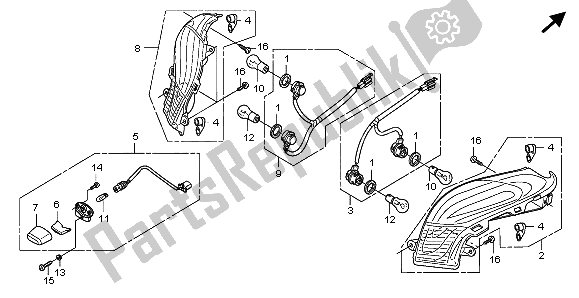 All parts for the Rear Combination Light of the Honda FES 125A 2007