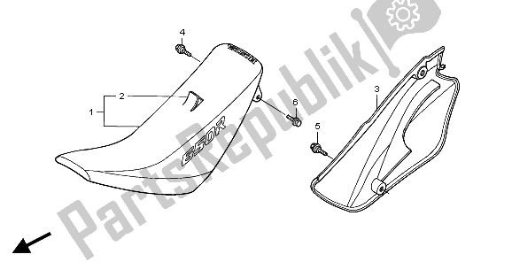 All parts for the Seat & Right Side Cover of the Honda XR 650R 2001