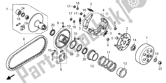 All parts for the Driven Face of the Honda NSC 502 WH 2013