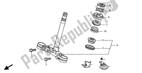 All parts for the Steering Stem of the Honda CB 500 2002