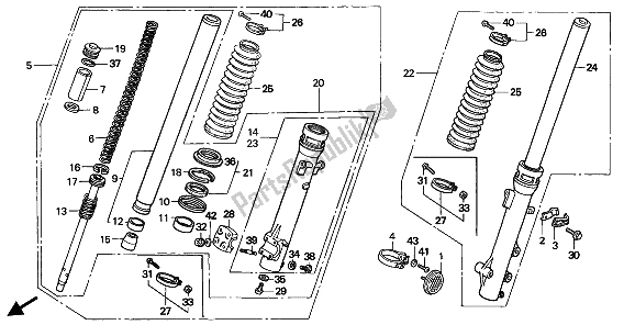 Todas las partes para Tenedor Frontal de Honda XL 600V Transalp 1991