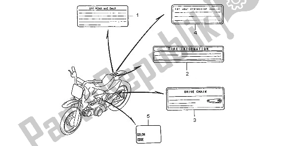 Alle onderdelen voor de Waarschuwingsetiket van de Honda CRF 50F 2005