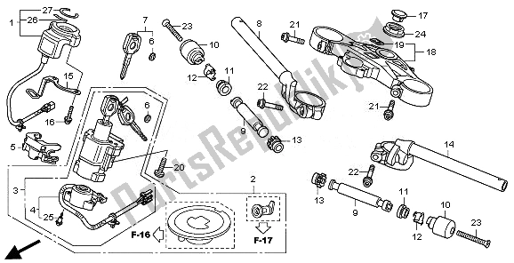 Alle onderdelen voor de Handvatpijp & Hoogste Brug van de Honda CBR 1000 RA 2011