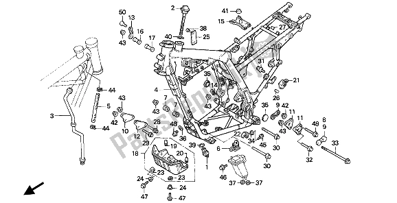 All parts for the Frame Body of the Honda NX 650 1991