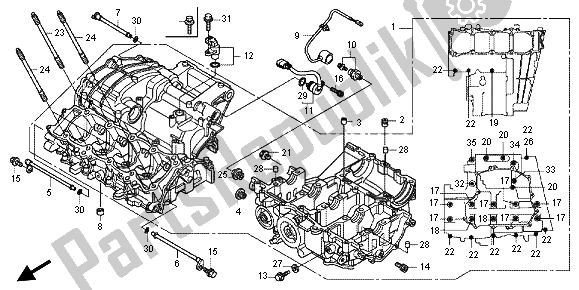 All parts for the Crankcase of the Honda CBR 1000 RA 2013