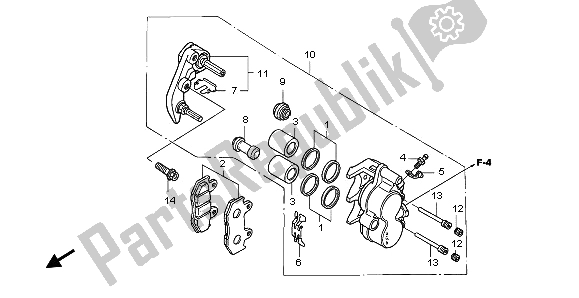 All parts for the Front Brake Caliper of the Honda NES 150 2006