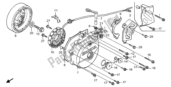 Alle onderdelen voor de Linker Carterdeksel van de Honda XR 600R 1998