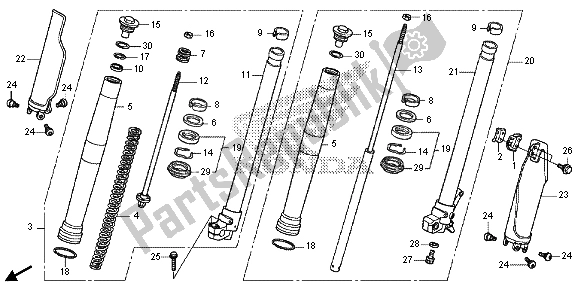 Alle onderdelen voor de Voorvork van de Honda CRF 250L 2015