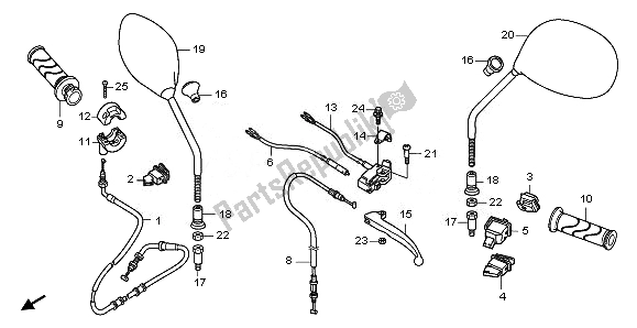 All parts for the Handle Lever & Switch & Cable of the Honda NHX 110 WH 2010