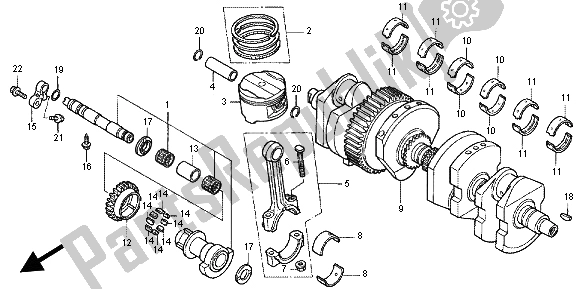 All parts for the Crankshaft & Piston of the Honda CB 1300X4 1999