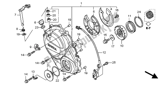 Alle onderdelen voor de Rechter Carterdeksel van de Honda CBR 600 FA 2011