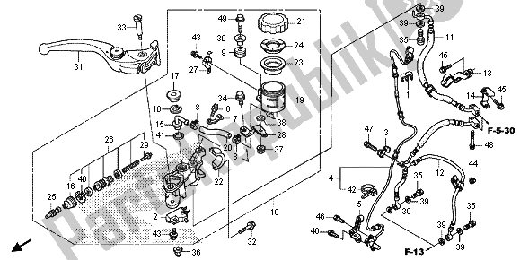 Alle onderdelen voor de Voorremhoofdcilinder van de Honda CBR 600 RA 2013