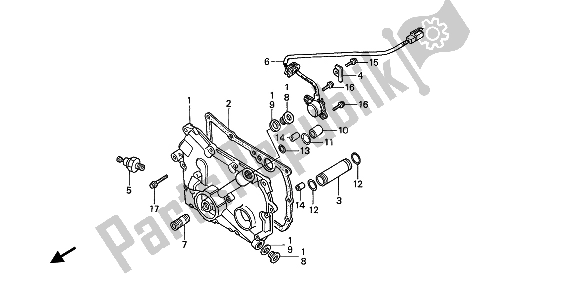 All parts for the Transmission Cover of the Honda GL 1500 SE 1991