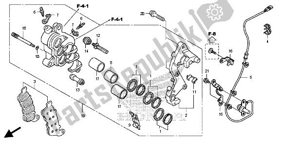 Tutte le parti per il R. Pinza Freno Anteriore del Honda CB 600 FA Hornet 2013