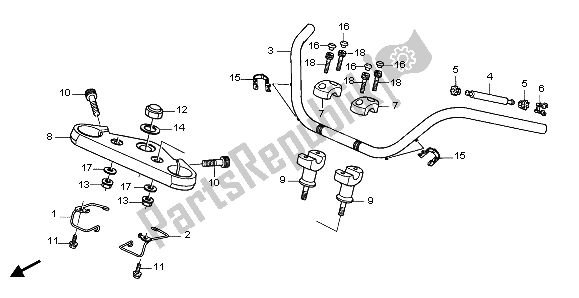 All parts for the Handle Pipe & Top Bridge of the Honda VTX 1300S 2007